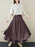 Ethnic Style Multi-Layer Splicing Linen Skirt for Women