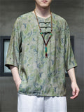 Chinese Style Men's Loose Ice Silk Printed Shirts