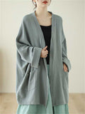 Women's Zen Style Mid Length Open Front Linen Jackets