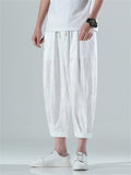 Men's Simple Ice Silk Cool Summer Cropped Pants