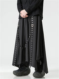 Men's Black Gothic Style Metal Rivet Webbing Wide Leg Pants