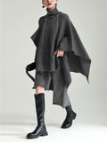 Vogue Turtleneck Irregular Hem Cape + Knitted Dress for Women