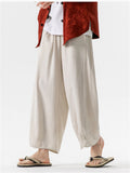 Men's Retro Style Wide Leg Cotton Linen Holiday Pants