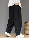 Men's Red Hanzi Embroidery Corduroy Vintage Trousers