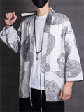 Men's Ancient Style Tree Rings Print Loose Lace Up Shirt