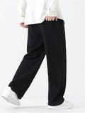 Men's Side Button Decoration Loose Winter Corduroy Pants