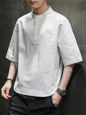 Men's Pure Color Short Sleeve Embroidered T-Shirts