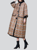 Winter Casual Single-breasted Plaid Coats for Ladies