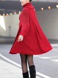 Women's Chic Splicing High Neck Elegant Cape Woolen Coat