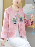 Ancient Style Embroidery Women's Round Neck Silk Jacket