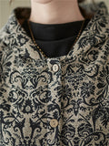 Women's Bohemian Print Button Up Hooded Plush Liner Coat