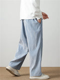 Men's Simple Vertical Lines Velvet Straight-Leg Pants