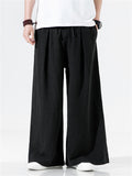 Men's Cotton Linen Loose Mid-waist Trousers