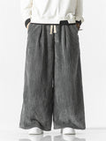 Loose Fit Drawstring Thick Corduroy Pants for Male