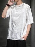 Men's Summer Casual Round Neck Dragon Jacquard T-shirts