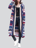 Female Calf Length Cardigan Knitted Jackets with Pockets