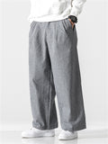 Men's Simple Cotton Linen Loose Straight-Leg Pants