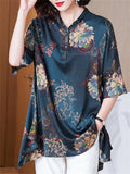 Women's Peony Print Comfortable Chiffon Summer Shirt