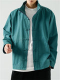 Retro Comfort Men's Button Zipper Stand Collar Jacket