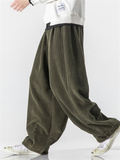 Men's Winter Fashion Loose Floor-Length Corduroy Harem Pants