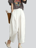 Comfy Elastic Waist Solid Color Pants for Women