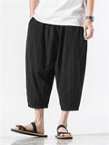 Male Summer Lightweight Vertical Striped Cropped Pants