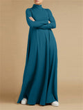 Women's Loose Fit Pure Color Gown Dress