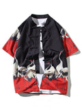 Men's Chinese Style Tang Suit Summer Printed Short Sleeve Shirt