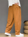 Men's Red Hanzi Embroidery Corduroy Vintage Trousers