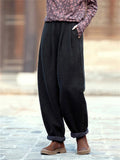 Women's Warm Thickened Cotton Linen Pants for Winter