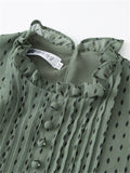 Women's Elegant Stand Collar Polka Dot Breathable Chiffon Shirt