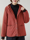 Women's Solid Color All Match Hooded Short Cotton Coat