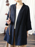 Female Plain Patch Pockets Oversized Cardigan Jacket