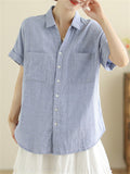 Women's Button Up Striped Skin-friendly Comfy Shirt