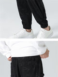 Men's Chinese Style Bamboo Leaf Pattern Side Button Corduroy Pants