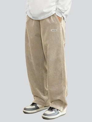 Men's Fashion Elastic Waist Straight Leg Corduroy Pants