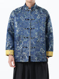 Male Cloud Sea Wave Jacquard Metal Button Jackets