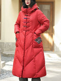 Women's Hot White Duck Down Hooded Overcoat for Winter