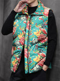 Men's Country Style Quilted Sleeveless Floral Coats