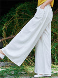 Plain Cozy Zen Linen Wide Leg Pants for Women