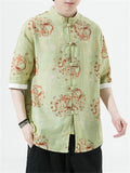 Men's Retro All-Over Dragon Print Tang Suit Summer Shirt