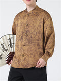 Men's Vintage Jacquard Stand-up Collar Shirt