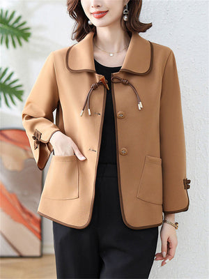 Female Modish Turn-Down Collar Jackets with Pockets