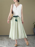 Women's Stylish Tassel Lace-up Contrast Color Lining Skirt