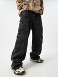 Men's Punk Style Multi-Pocket Straight-Leg Street Jeans