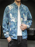 Men's Loong Crane Tiger Embroidered Faux Suede Jackets