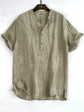 Men's Summer Stand Collar Short Sleeve Tang Suit Linen Shirt