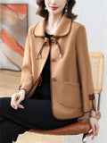 Female Modish Turn-Down Collar Jackets with Pockets