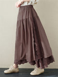 Ethnic Style Multi-Layer Splicing Linen Skirt for Women