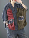 Female Distressed Patchwork Splicing Knitted Coats